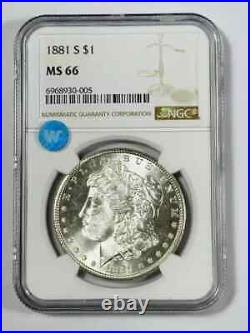 1881 S Morgan Silver Dollar NGC MS-66 Sight White