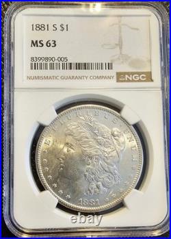 1881 S Morgan Silver Dollar, NGC MS63, Fine Details, Free Shipping