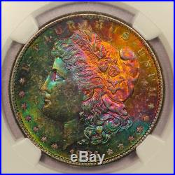 1881-S Morgan Silver Dollar NGC MS63 Star Monster Rainbow Toning