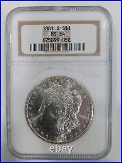 1881 S Morgan Silver Dollar NGC MS64