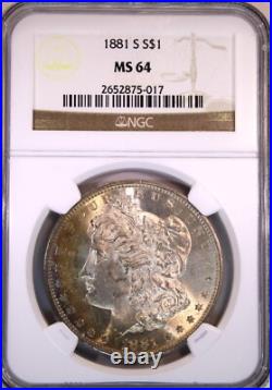 1881 S Morgan Silver Dollar NGC MS64-Obverse Crescent Toning 1881 S Morgan Silver Dollar NGC MS64-Obverse Crescent Toning