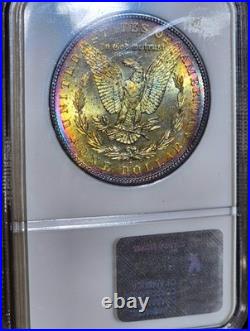 1881-S Morgan Silver Dollar NGC MS64 Rainbow Toning Both Sides Old Fatty Holder