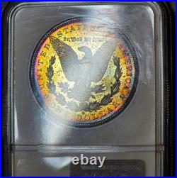 1881-S Morgan Silver Dollar NGC MS64 Rainbow Toning Both Sides Old Fatty Holder