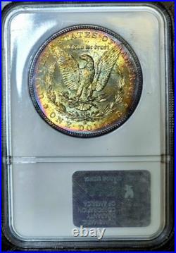 1881-S Morgan Silver Dollar NGC MS64 Rainbow Toning Both Sides Old Fatty Holder