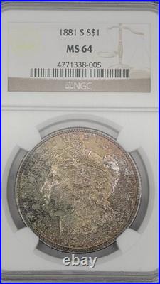 1881 S Morgan Silver Dollar NGC MS64 Tape Toner reverse