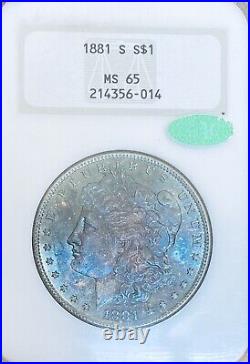 1881-S Morgan Silver Dollar NGC-MS65 CAC Blue toning