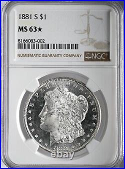 1881-s $1 Morgan Silver Dollar Ngc Ms63? #8166083-002? Ngc Star Grade