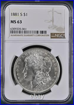 1881-s S1$ Silver Morgan Dollar Ngc Choice Ms 63 Blast White Cartwheels Coin