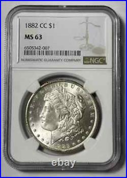 1882 CC Morgan Silver Dollar NGC MS-63 White Coin! CArson City