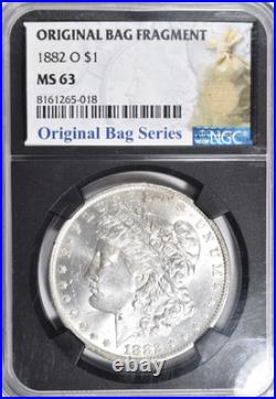 1882 O Morgan Dollar Silver $1 Original Bag Fragment in Slab! NGC MS63