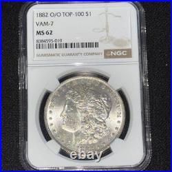 1882-O/O Morgan Silver Dollar NGC MS 62 -TOP 100 VAM-7 O/OVery Rare Original Us