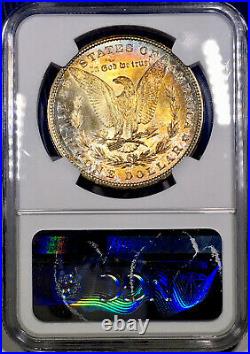 1882-P Morgan Dollar NGC MS63 Gorgeous Red Moon Rainbow Toned Obverse