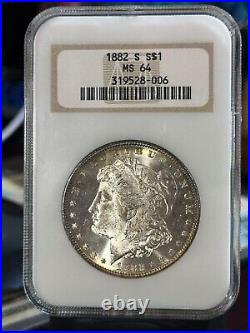 1882-S $1 Morgan Dollar NGC MS 64 Awesome Toning on Reverse