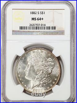 1882-S $1 Morgan Silver Dollar MS64+ PLUS NGC 2637707-014