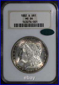 1882-S (MS64 CAC) Morgan Silver Dollar $1 NGC Gorgeous Rim Toning