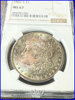 1882 S Morgan Silver Dollar MS-67 Amazing Toning And Colors NGC
