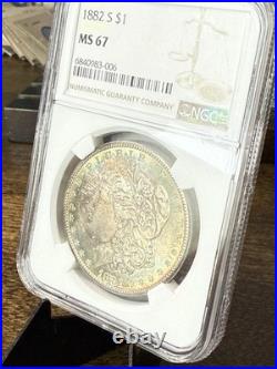 1882 S Morgan Silver Dollar MS-67 Amazing Toning And Colors NGC