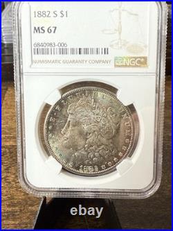 1882 S Morgan Silver Dollar MS-67 Amazing Toning And Colors NGC