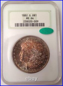 1882-S Morgan Silver Dollar NGC Fatty MS 64 & Green CAC Looks Super Gem 66