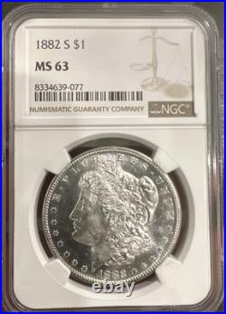1882 S Morgan Silver Dollar NGC MS 63
