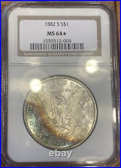 1882 S Morgan Silver Dollar NGC MS64 STAR Toned Slab Mint State