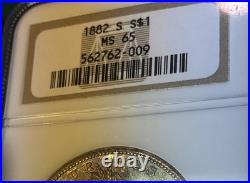 1882 S NGC MS65 GEM Vibrant Rainbow Toning MORGAN SILVER DOLLAR PQ Color Flashy