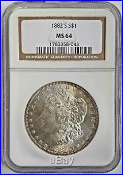 1882-S Silver $1 Morgan Dollar NGC MS64 Choice Unc CU Uncirculated Coin