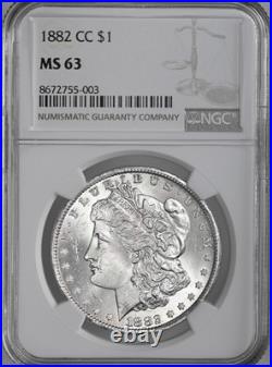 1882-cc $1 Morgan Silver Dollar Carson City Mint Ngc Ms63 #8672755-003 1882-cc $1 Morgan Silver Dollar Carson City Mint Ngc Ms63 #8672755-003