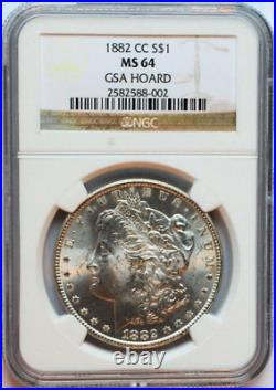 1882-cc S1$ Silver Morgan Dollar Ngc Near Gem Ms 64 Blast White Highest-grades