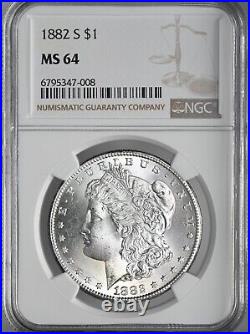 1882-s $1 Morgan Silver Dollar Mint State Ngc Ms64 #6795347-008 Freshly Graded