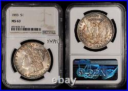 1883 $1 Morgan Silver Dollar NGC MS 63 PQ Rainbow Toning SKU-X4791