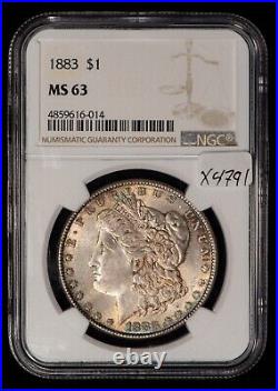 1883 $1 Morgan Silver Dollar NGC MS 63 PQ Rainbow Toning SKU-X4791