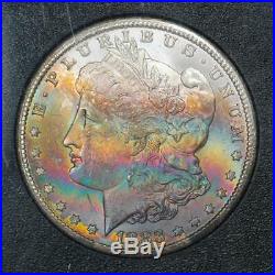 1883-CC Morgan Silver Dollar GSA NGC MS64 Star Vibrant Rainbow Toning