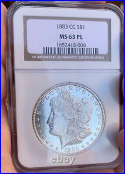 1883-CC Morgan Silver Dollar PL! NGCMS63PLCAMEO MIRROR COIN! NEAR DMPL