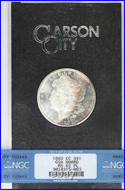 1883-CC NGC Silver Morgan Dollar GSA MS62PL Proof Like US Coin Rainbow Toned