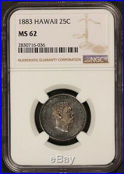 1883 Hawaii Quarter 1/4 Dollar Silver Coin NGC MS 62 KM# 5