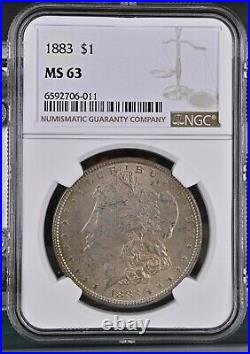 1883 Morgan $1 NGC Graded MS63 VAM 49 -(Doubled 188)- Rainbow Color Toned