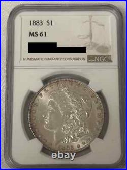 1883 Morgan Silver Dollar NGC Certified MS61 Coin