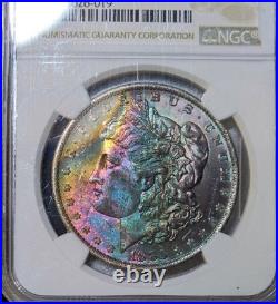 1883-O $1 Morgan Silver Dollar NGC MS63 Monster Rainbow Textile Toned Coin VIDEO