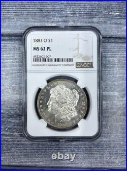 1883 O Morgan Silver Dollar NGC MS-62 PL Proof Like Slightly Toned Rim