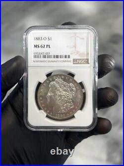 1883 O Morgan Silver Dollar NGC MS-62 PL Proof Like Slightly Toned Rim