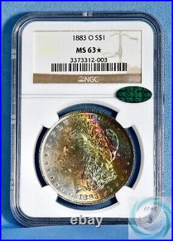 1883-O Morgan Silver Dollar NGC MS63 Eye Appealing Rainbow Toner withCAC