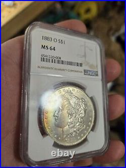 1883 O Morgan Silver Dollar NGC MS64 Rainbow Toned (FULL RAINBOW)