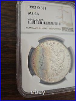 1883 O Morgan Silver Dollar NGC MS64 Rainbow Toned (FULL RAINBOW)