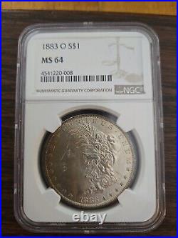 1883 O Morgan Silver Dollar NGC MS64 Rainbow Toned (FULL RAINBOW)