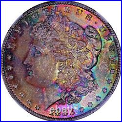 1883-O Morgan silver $1 Dollar, NGC MS 65 monster Rainbow toned