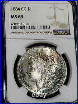 1884 CC $1 Morgan Silver Dollar NGC MS63