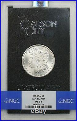 1884-CC $1 NGC/GSA HOARD MS 64 Morgan Silver Dollar With Box + COA