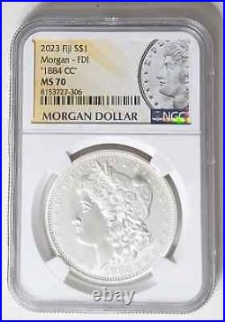 1884 CC Morgan Silver Dollar Ngc Ms70 First Day Morgan Label 2023 Fiji Mint. 999