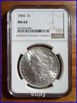 1884 Morgan Silver Dollar $1 NGC Graded MS63